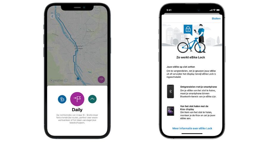 bosch eflow app navigatie gps en elektronisch fiets slot