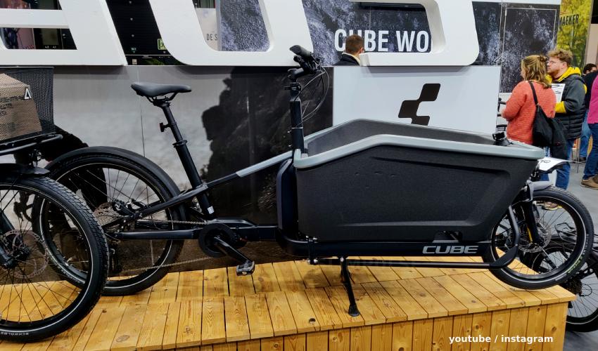 Bakfiets van Cube Cargo Dual hybrid op de fietsbeurs